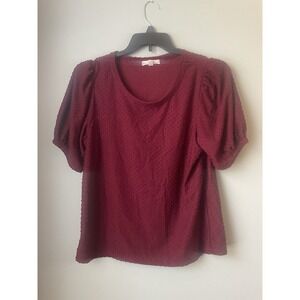 Another Reason Women's  Top Polka Dot Short Sleeve Maroon XL
